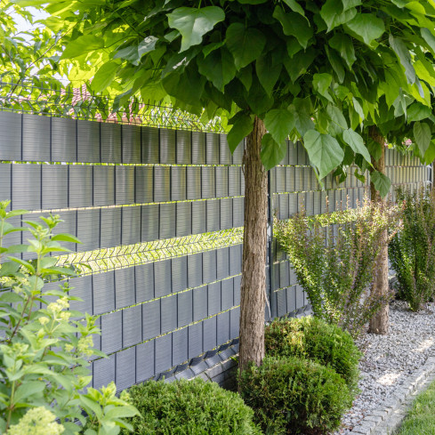 Bandă de gard Quest® Lux 900 g/m², 19cm Gri RAL 7040