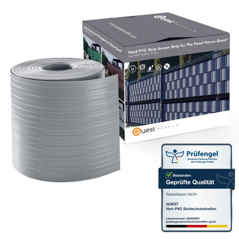 Bandă de gard Quest® Lux 900 g/m², 19cm Gri RAL 7040
