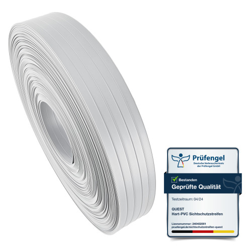 Bandă de gard din PVC – fâșie îngustă și verticală pentru garduri din panouri, potrivită pentru reliefuri, 900 g/m², gri RAL 7040