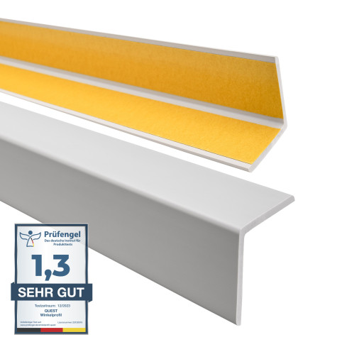 Profil unghiular din PVC, plastic autoadeziv, protecție pentru margini, gri deschis