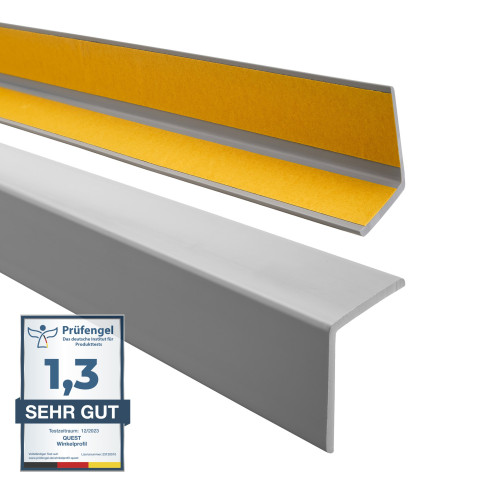 Profil unghiular din PVC, plastic autoadeziv, protecție pentru margini, gri