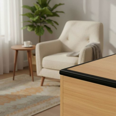 Profil de finisare și protecție din PVC pentru margini, autocolant negru 10/10 5m