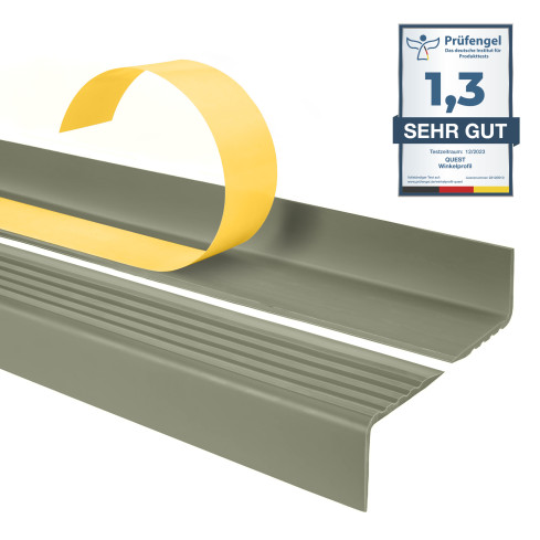 Profil nas scări, autoadeziv, PVC, plastic, profil antiderapant, profil unghiular, 40x25mm, măsline