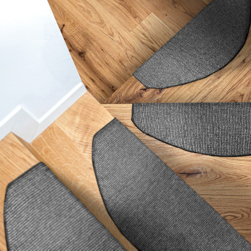 Covoraș pentru scări autoadeziv, antiderapant semirotund, 65x28 cm, protecție treaptă, negru