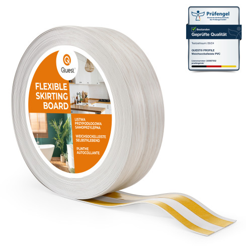 Plinta moale autoadezivă 32x23 mm, tapet flexibil pentru bucătărie și baie, plintă PVC, bandă de etanșare, mesteacăn
