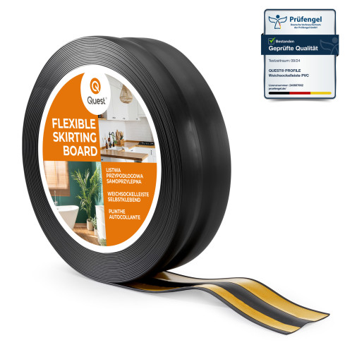 Plintă moale autoadezivă 32x23 mm, garnitură de perete flexibilă pentru bucătărie și baie, plintă PVC, bandă de etanșare, negru