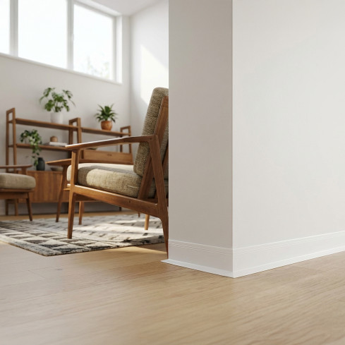 Plintă din PVC autoadezivă, plintă flexibilă DEKOR, 50x20mm, albă