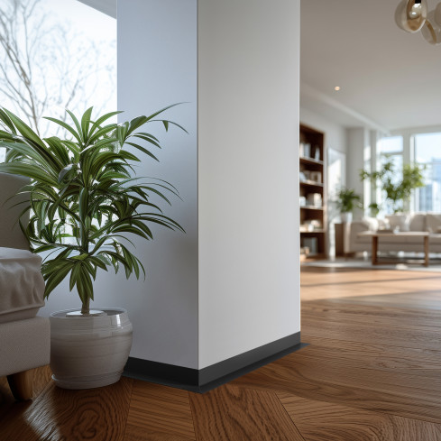 Plintă PVC minimalistă autocolantă – rigidă, gri închis