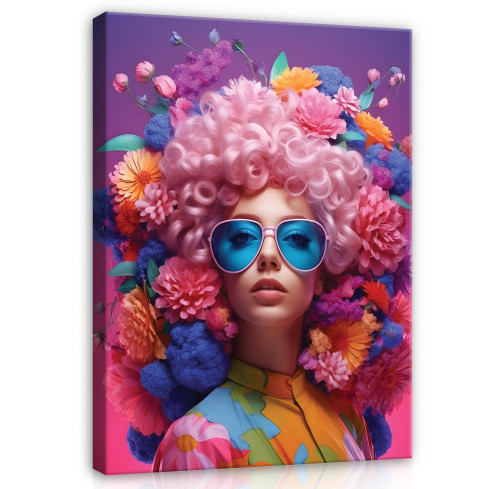 Imagine WOMAN FLOWERS ABSTRACTION ON WALL 120x80