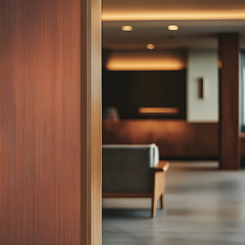 PVC unghi profil inegal, autoadeziv protecție margine, protecție colț, maro