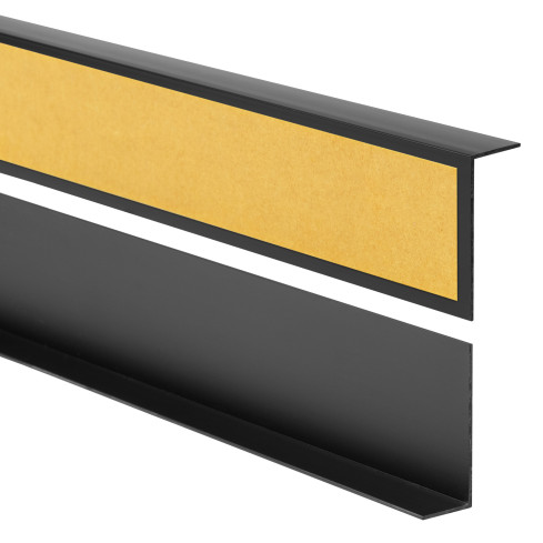  Profil de colț PVC, inegal, lipit pe exterior, protecție colț, negru