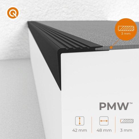 Profil antiderapant pentru scări 48x42mm, 150cm, maro