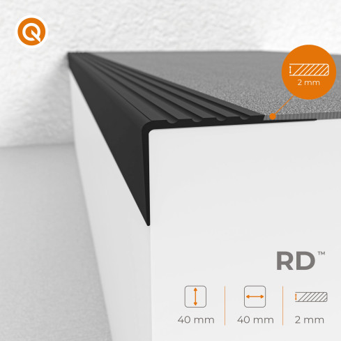 Profil antiderapant pentru scări 40x40mm, 150cm, negru