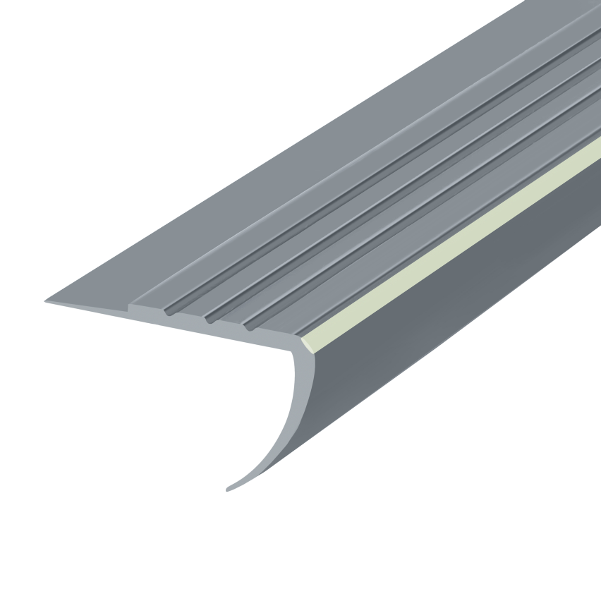 Profil antiderapant pentru scări fotoluminiscent 40x40mm, 150cm, gri închis
