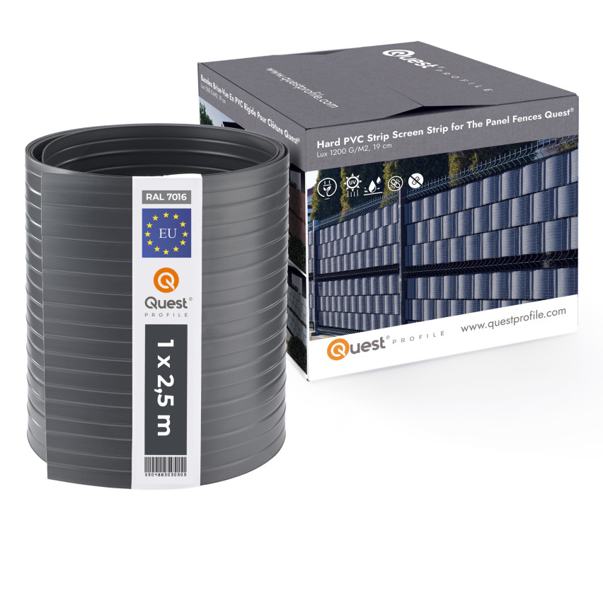 Bandă de gard Quest® Lux 900 g/m², 19cm Antracit RAL7016