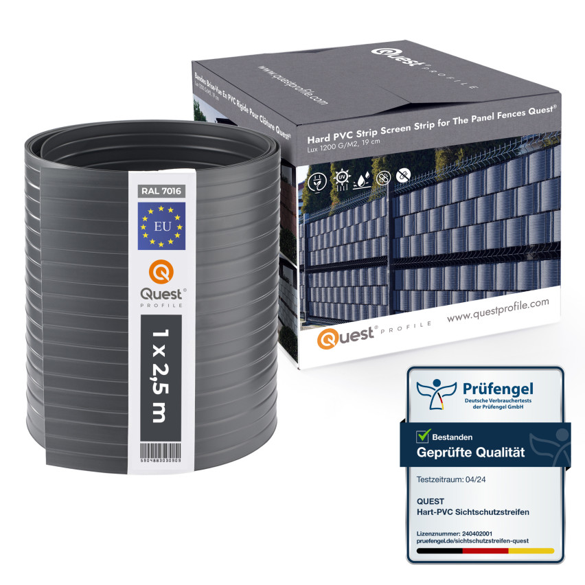 Bandă de gard Quest® Lux 900 g/m², 19cm Antracit RAL7016