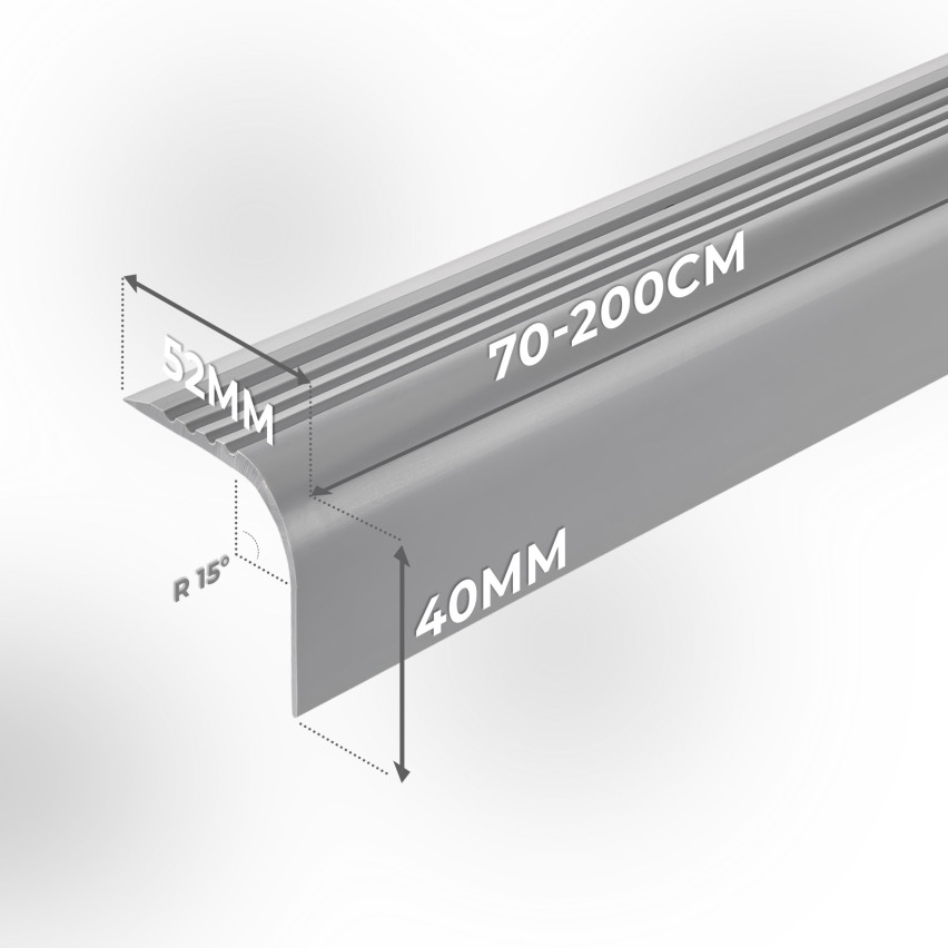 Profil antiderapant pentru scări cu adeziv, 52x40mm, negru, 