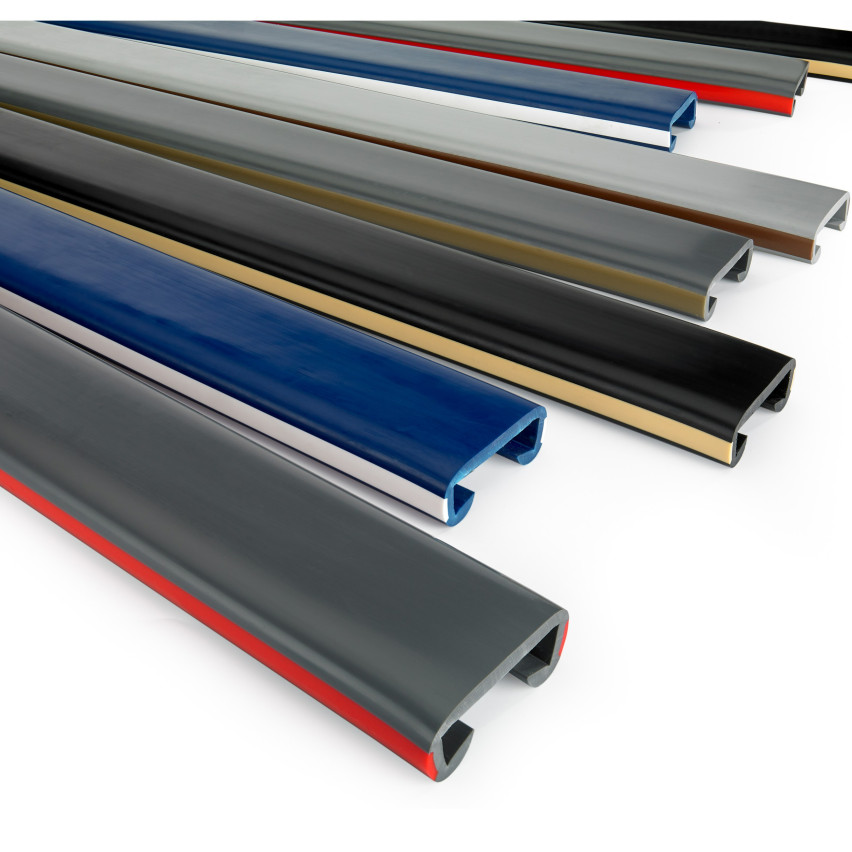 Balustradă din PVC, balustradă pentru scări, balustradă pentru scări, LUX, 40x8mm, gri/maro, 1m