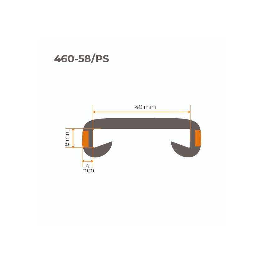 Balustradă din PVC, balustradă pentru scări, balustradă pentru scări, LUX, 40x8mm, gri/roșu, 1m