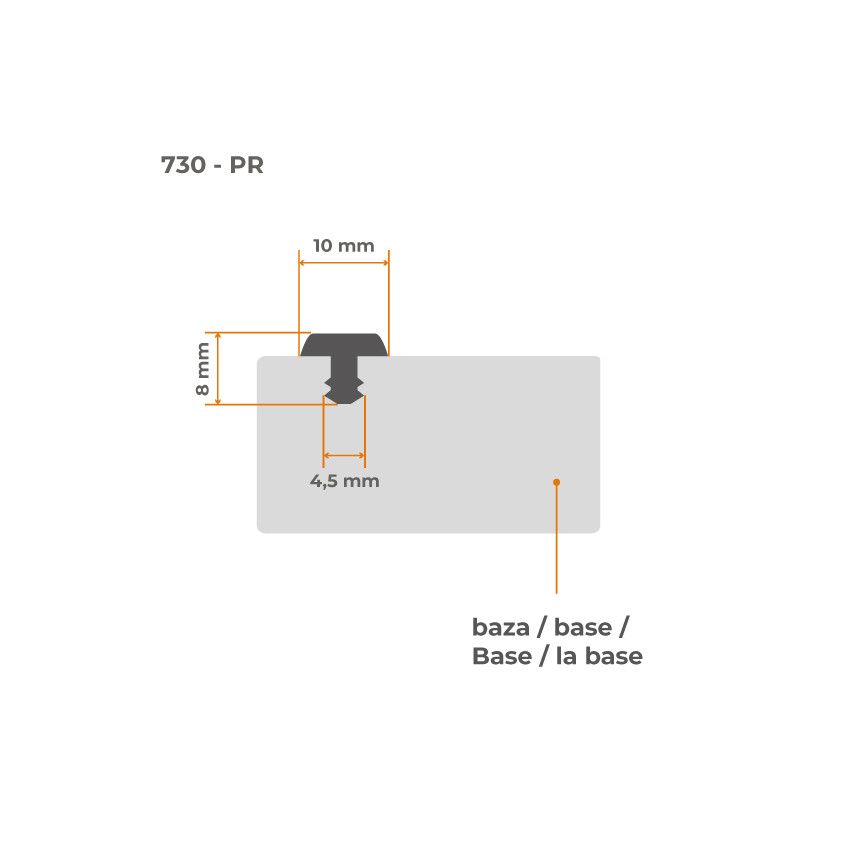 Profil antiderapant pentru scări de bronz, 10mm, cu caneluri, 25m