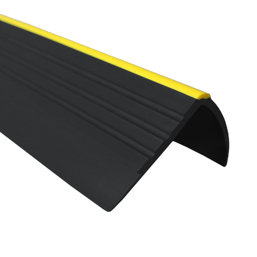 Profil antiderapant pentru scări, avertizare, 40x40mm, 150cm, negru