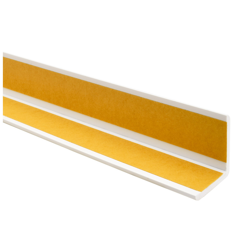 Profil unghiular din PVC, plastic autoadeziv, protecție pentru margini, alb