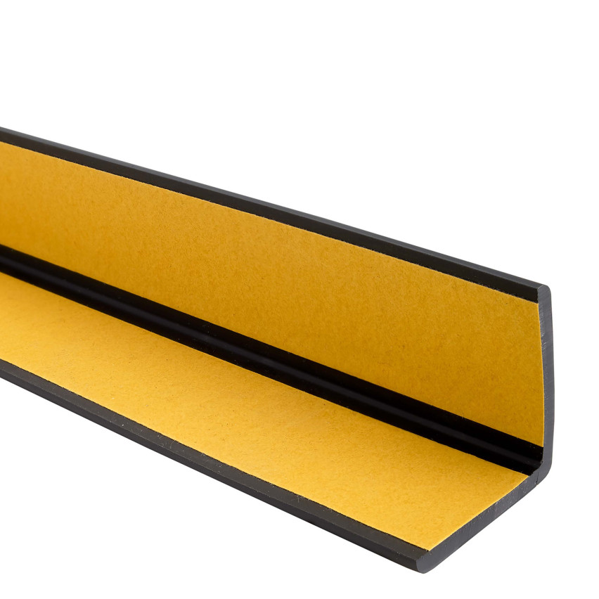 Profil unghiular din PVC, plastic autoadeziv, protecție pentru margini, negru