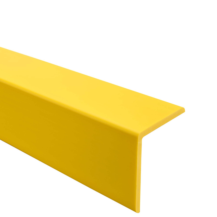 Profil unghiular din PVC, plastic, protecție pentru margini, galben