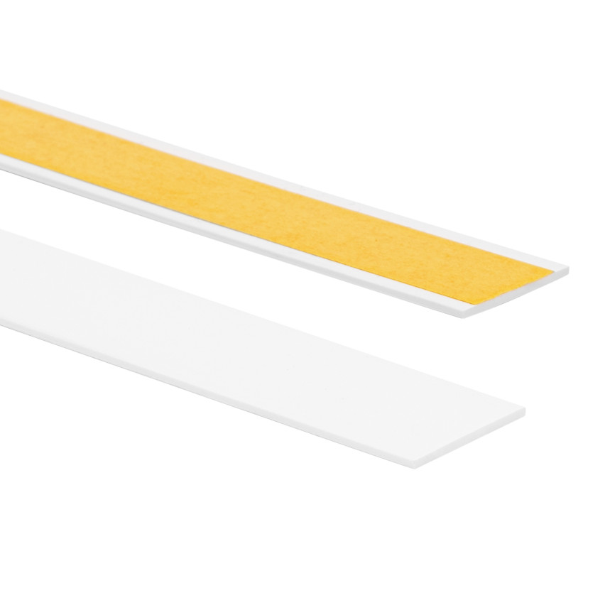 Bară plată din PVC dur cu adeziv, alb, 10 m