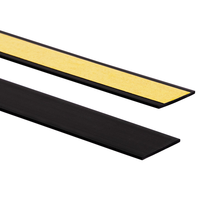 Bară plată din PVC dur cu adeziv, negru, 10 m