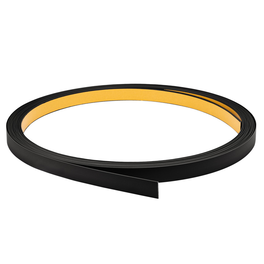 Bară plată din PVC dur cu adeziv, negru, 10 m