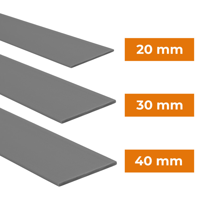 Bară plată din PVC dur cu adeziv, negru, 10 m