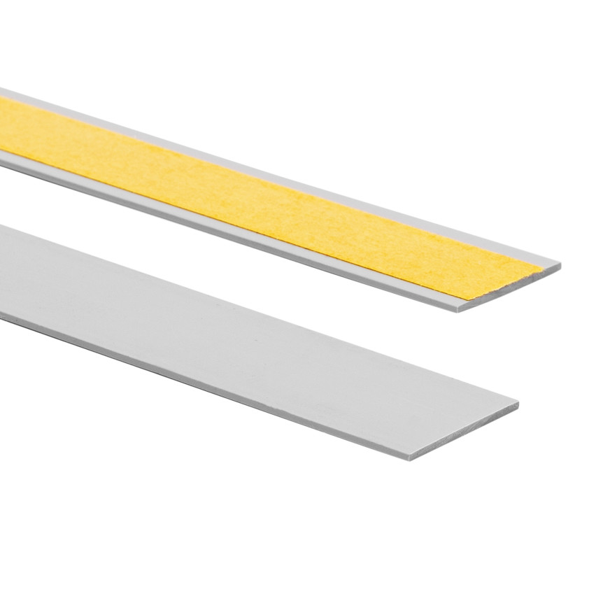 Bară plată din PVC dur cu adeziv, gri, 10 m