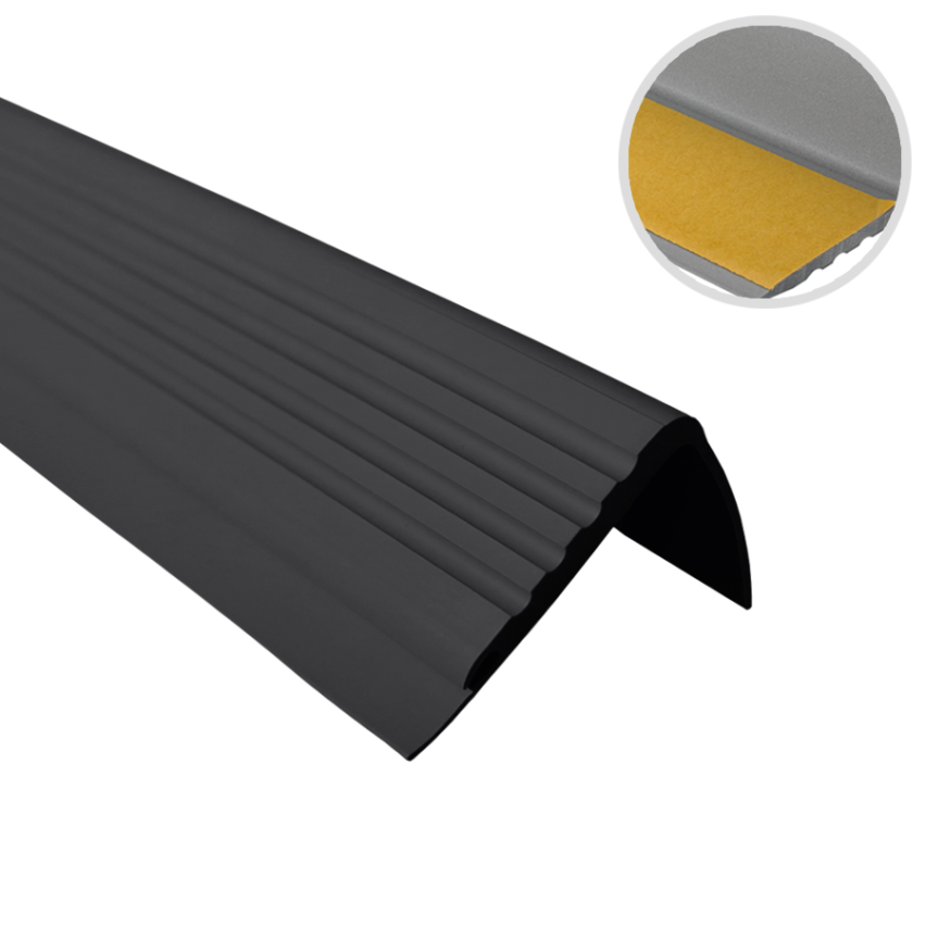Profil antiderapant pentru scări cu adeziv, 48x42mm, negru, 
