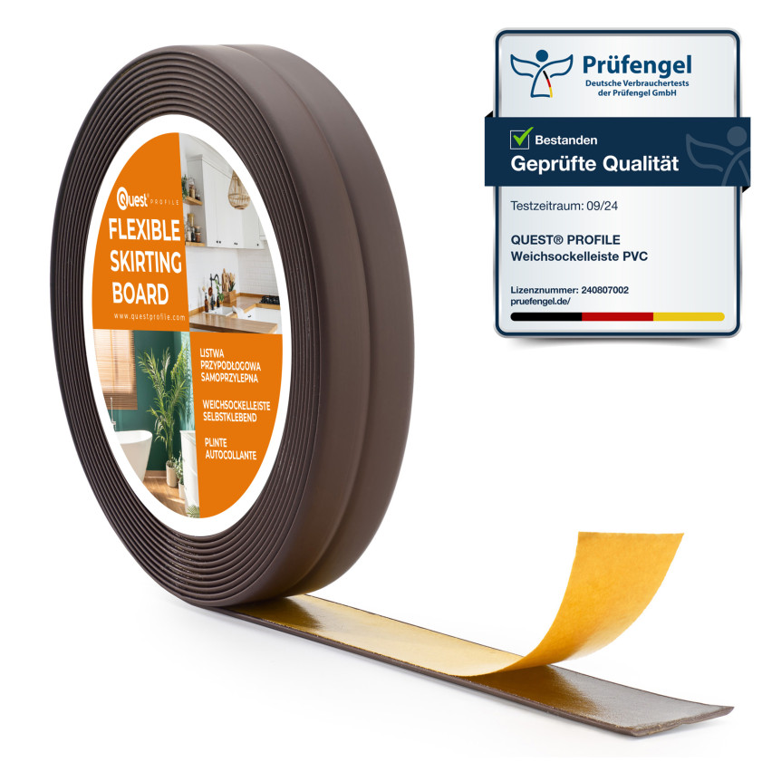 Plinta moale autoadezivă moale 10x10mm pentru bucătărie și baie Bandă de etanșare a îmbinărilor din PVC maro închis 5m