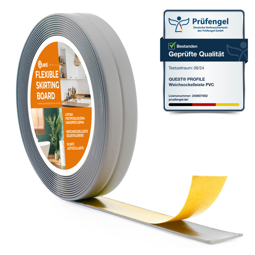 Plinta moale autoadezivă moale 10x10mm pentru bucătărie și baie Bandă de etanșare a îmbinărilor din PVC Gri 5m
