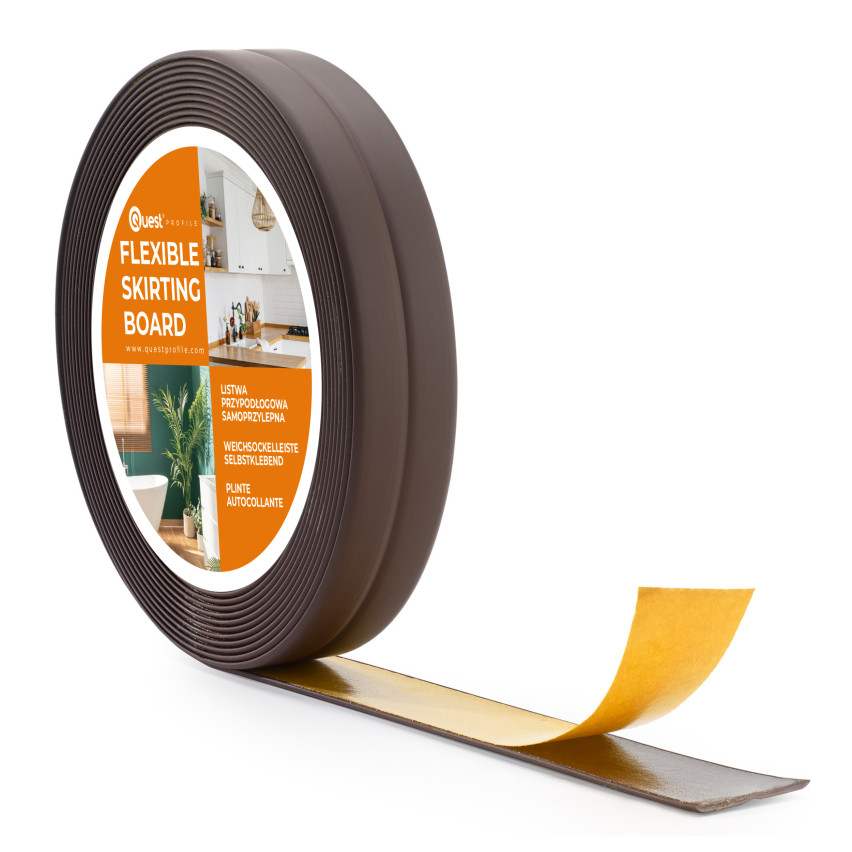 Plinta moale autoadezivă moale 10x10mm pentru bucătărie și baie Bandă de etanșare a îmbinărilor din PVC maro închis 5m