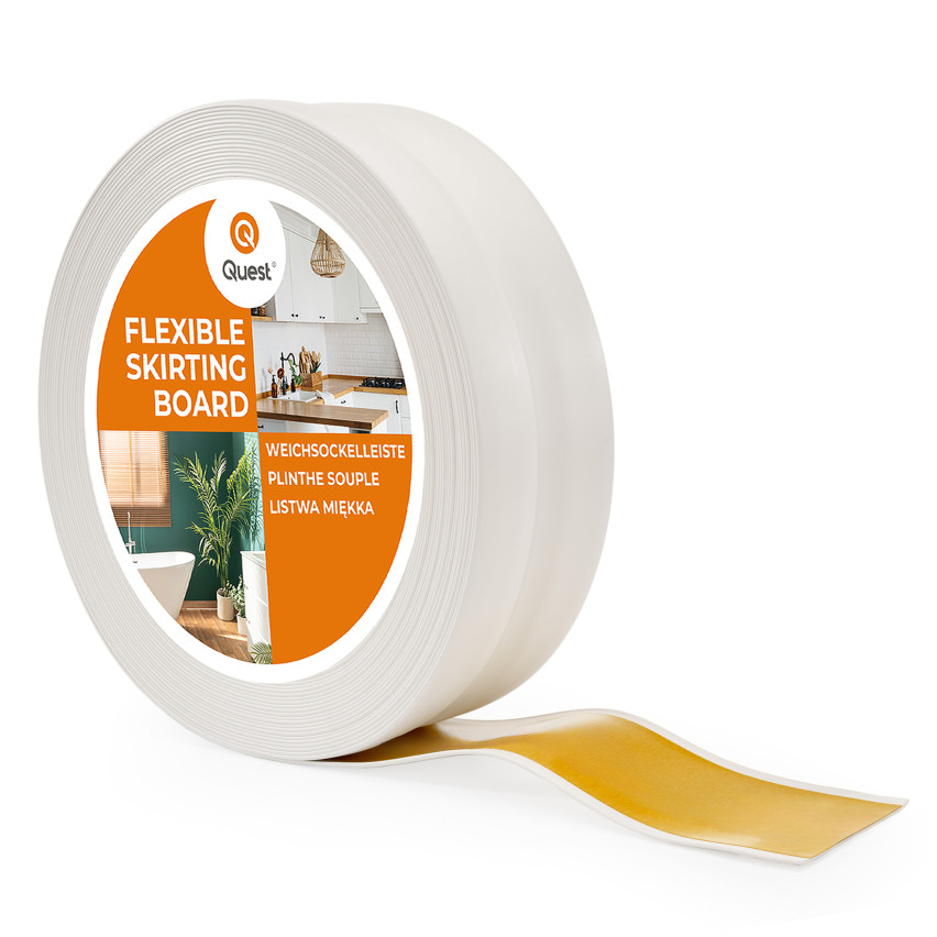 Plinta moale autoadezivă 32x23 mm, tapet flexibil pentru bucătărie și baie, plintă PVC, bandă de etanșare, alb