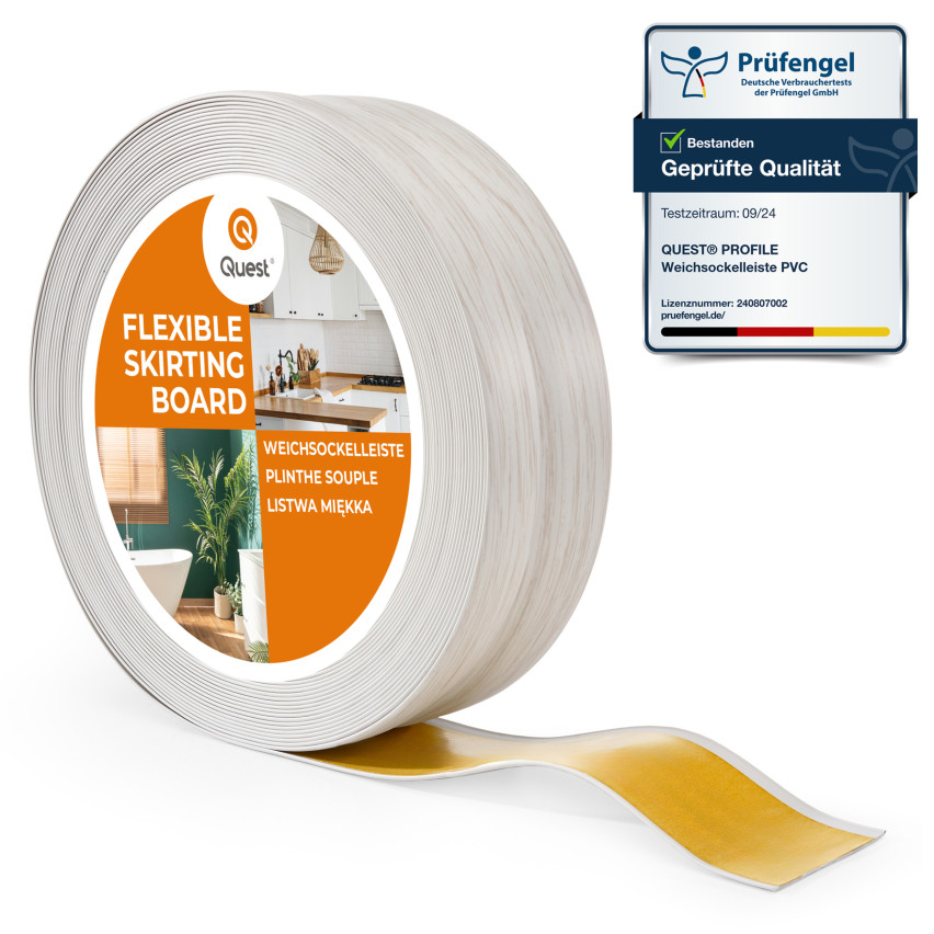 Plinta moale autoadezivă 32x23 mm, tapet flexibil pentru bucătărie și baie, plintă PVC, bandă de etanșare, mesteacăn