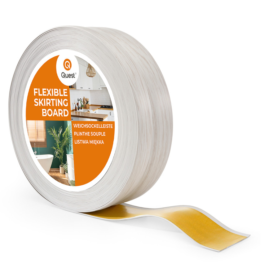 Plinta moale autoadezivă 32x23 mm, tapet flexibil pentru bucătărie și baie, plintă PVC, bandă de etanșare, mesteacăn