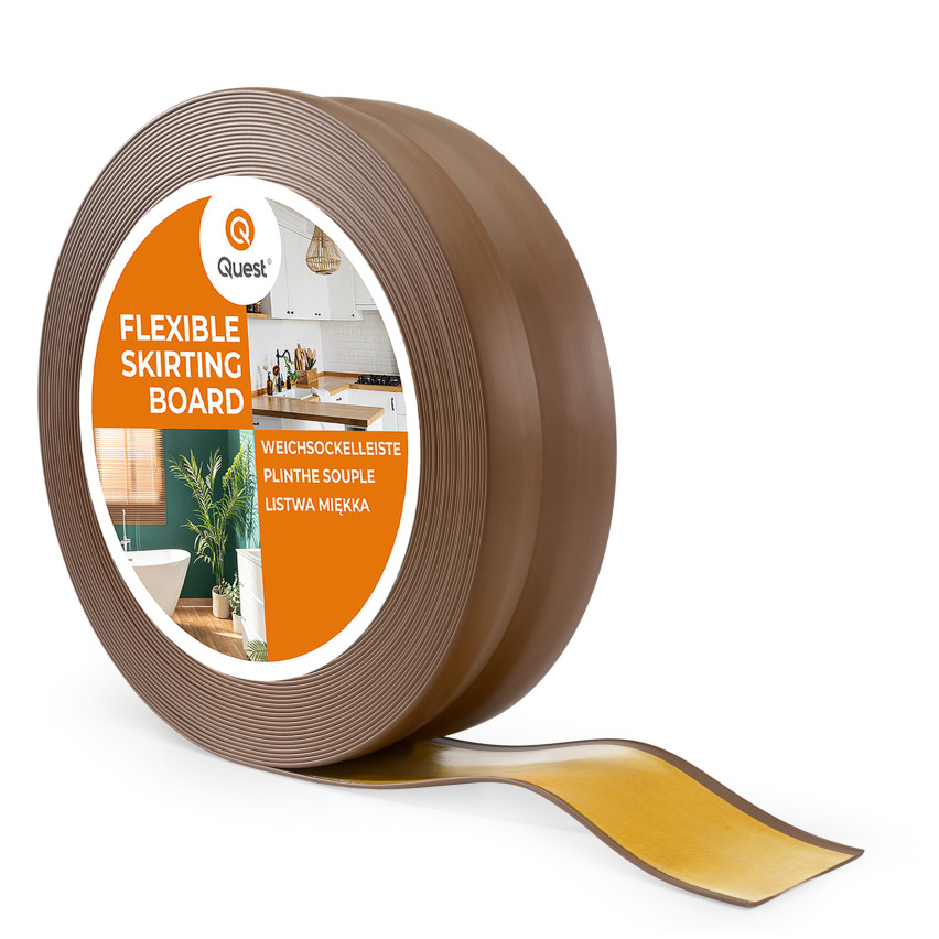 Plintă moale autoadezivă 32x23 mm, garnitură de perete flexibilă pentru bucătărie și baie, plintă PVC, bandă de etanșare, maro închis