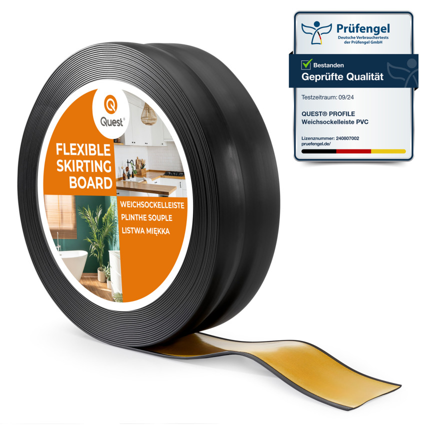 Plintă moale autoadezivă 32x23 mm, garnitură de perete flexibilă pentru bucătărie și baie, plintă PVC, bandă de etanșare, negru