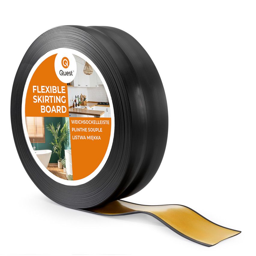 Plintă moale autoadezivă 32x23 mm, garnitură de perete flexibilă pentru bucătărie și baie, plintă PVC, bandă de etanșare, negru