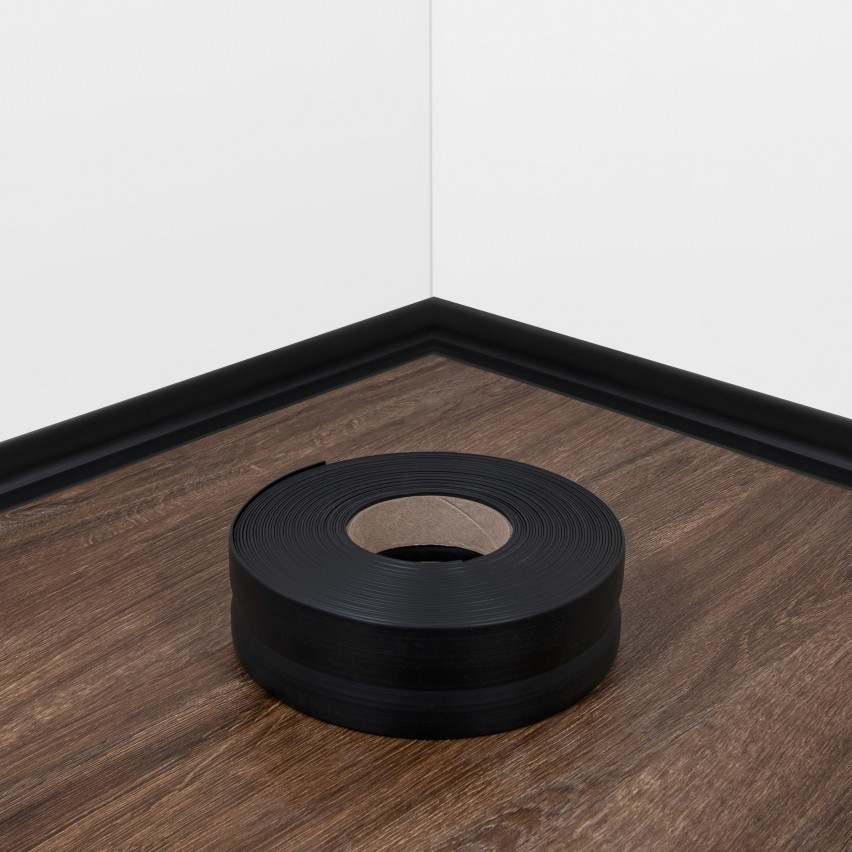 Plintă moale autoadezivă 32x23 mm, garnitură de perete flexibilă pentru bucătărie și baie, plintă PVC, bandă de etanșare, negru
