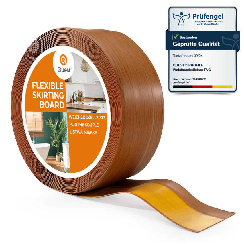 Plinta moale autoadezivă 32x23 mm, tapet flexibil pentru bucătărie și baie, plintă PVC, bandă de etanșare, stejar rustic