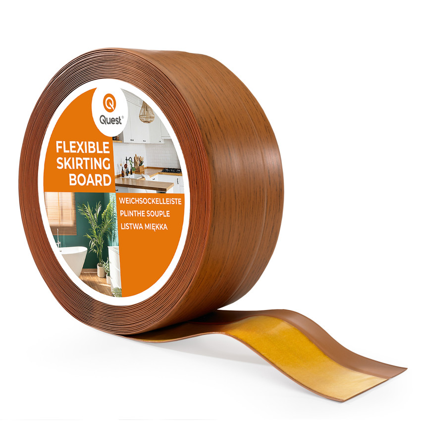 Plinta moale autoadezivă 32x23 mm, tapet flexibil pentru bucătărie și baie, plintă PVC, bandă de etanșare, stejar rustic