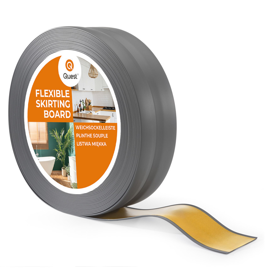 Plinta moale autoadezivă 32x23 mm, garnitură de perete flexibilă pentru bucătărie și baie, plintă din PVC, bandă de etanșare, grafit