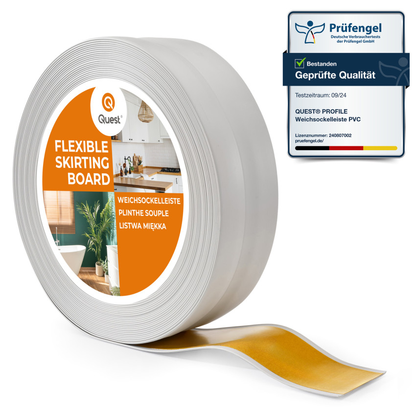 Plintă moale autoadezivă 32x23 mm, garnitură de perete flexibilă pentru bucătărie și baie, plintă din PVC, bandă de etanșare, gri deschis