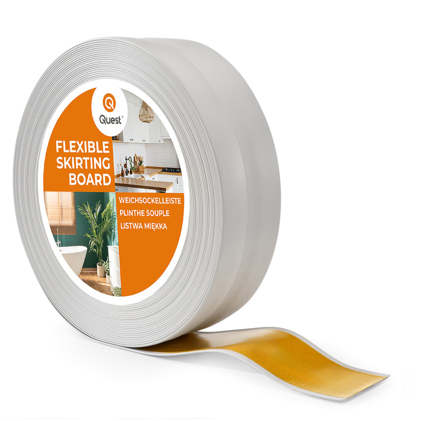 Plintă moale autoadezivă 32x23 mm, garnitură de perete flexibilă pentru bucătărie și baie, plintă din PVC, bandă de etanșare, gri deschis