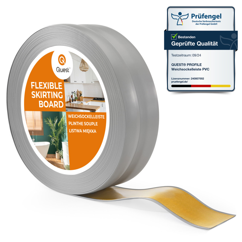 Plintă moale autoadezivă 32x23 mm, garnitură de perete flexibilă pentru bucătărie și baie, plintă PVC, bandă de etanșare, gri